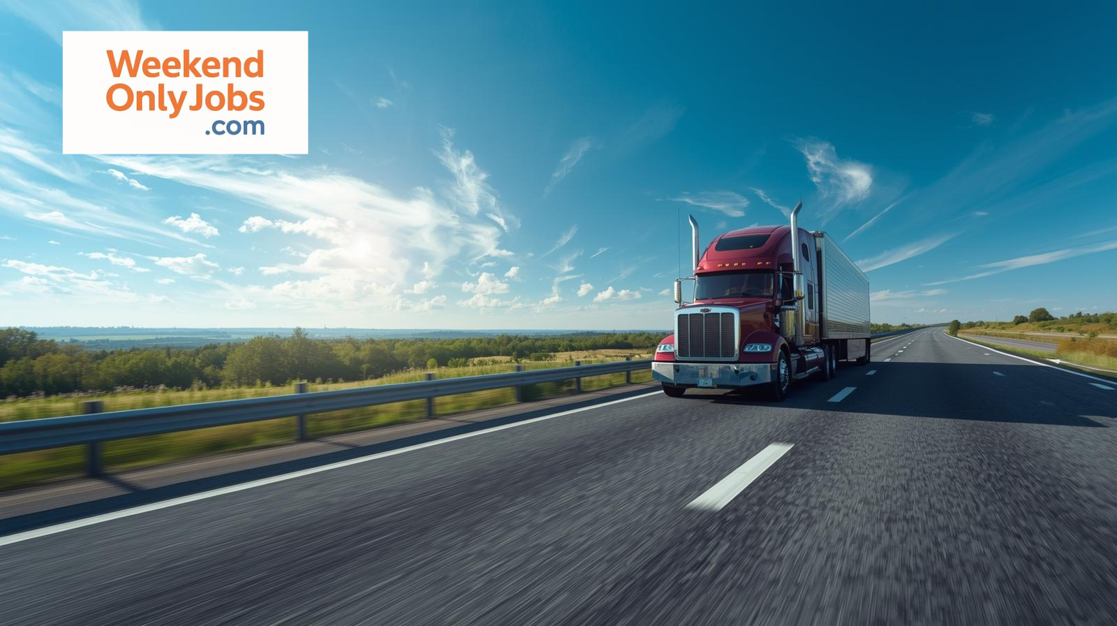 Truck driver inspecting semi-truck before weekend delivery route