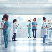 Weekend nurse assisting patient in U.S. hospital during Saturday shift