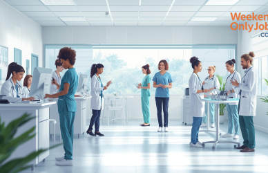 Weekend nurse assisting patient in U.S. hospital during Saturday shift